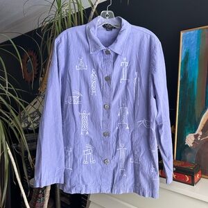Bfofo Boho Lavender Blazer Blouse M Cotton Thailand